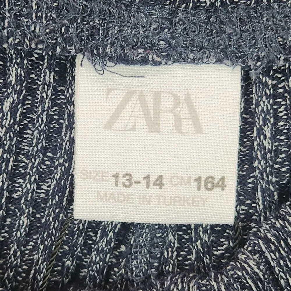 Zara Ribbed Knit Flare Bell Bottom Leggings Girls 13/14 Blue Gray Stretch
